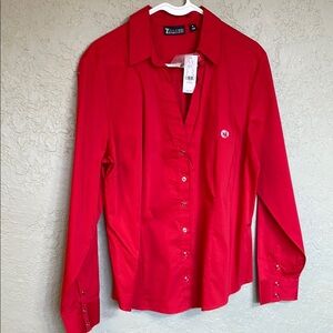 New York & Company Vibrant Red Shirt